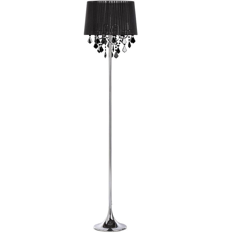 Tall Floor Lamp Standing Light Shade Crystals Glam 3 Light Black Evans