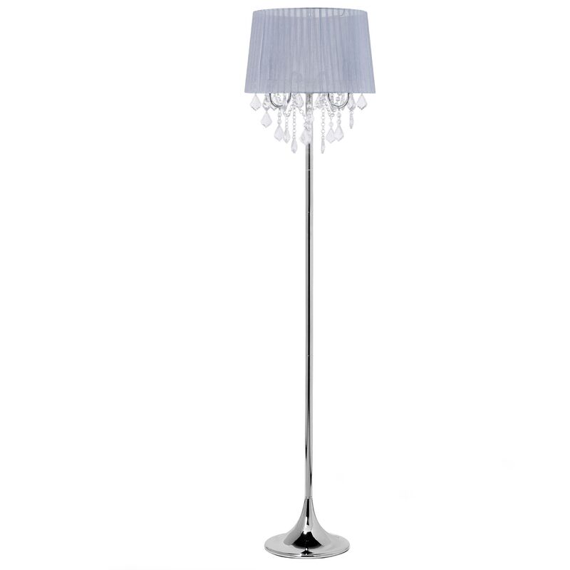 Tall Floor Lamp Standing Light Shade Crystals Glam 3 Light Grey Evans