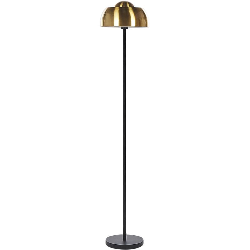 Floor Lamp Glam Standing Lightning Light Dome Shade Gold with Black Senette - Black