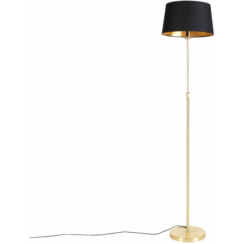 Floor Lamp Gold/Brass with 35cm Black Cotton Shade - Parte
