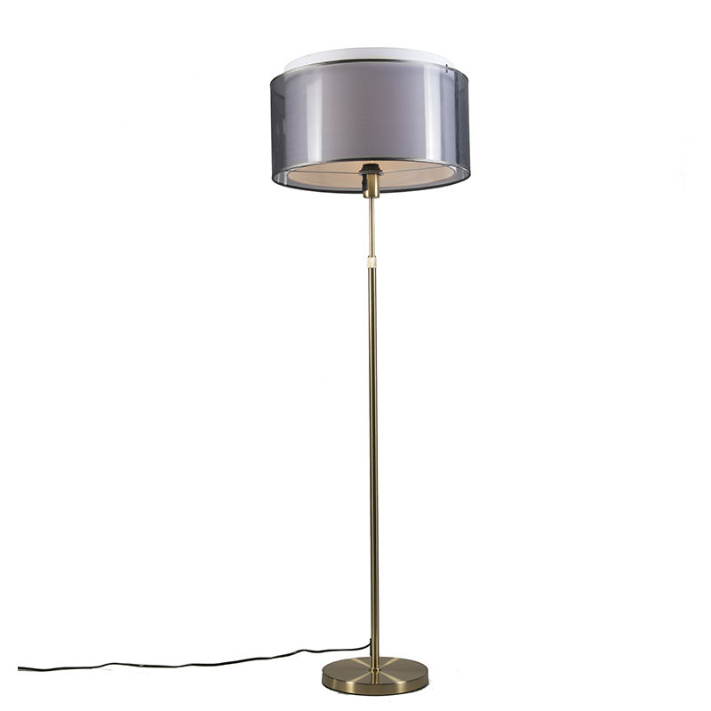 Floor Lamp Gold/Brass with 47cm Black/White Shade - Parte