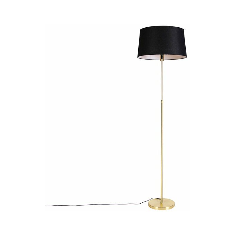 Floor Lamp Gold/Brass with 45cm Black Linen Shade - Parte