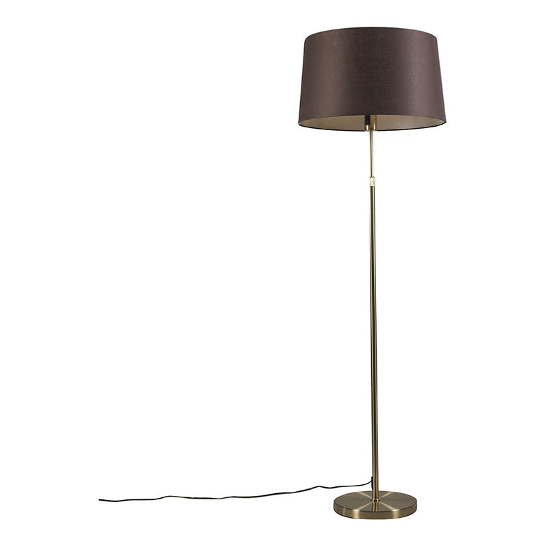 Floor lamp Gold/Brass with 45cm Brown Shade - Parte