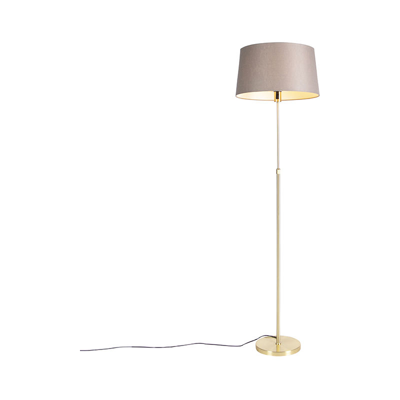 Floor Lamp Gold/Brass with Linen Lampshade Taupe 45 cm - Parte