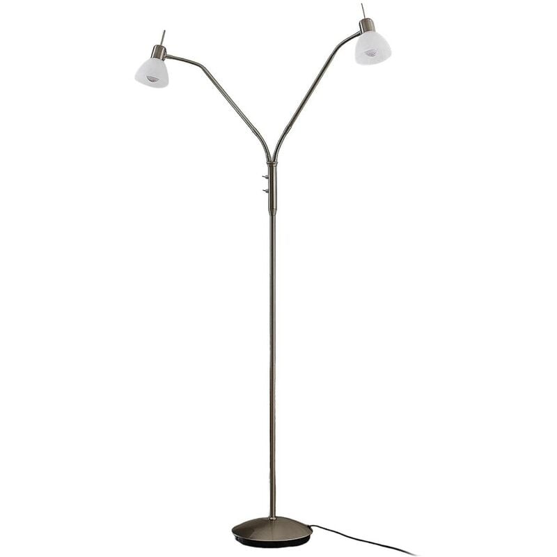 Floor Lamp 'Gwendolin' (modern) in Silver made of Metal for e.g. Living Room & Dining Room (2 light sources, E14) from Lindby