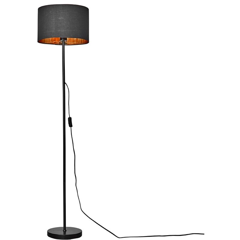 Minisun - Floor Lamp in Black with A Large Drum Shade - Add LED Bulb