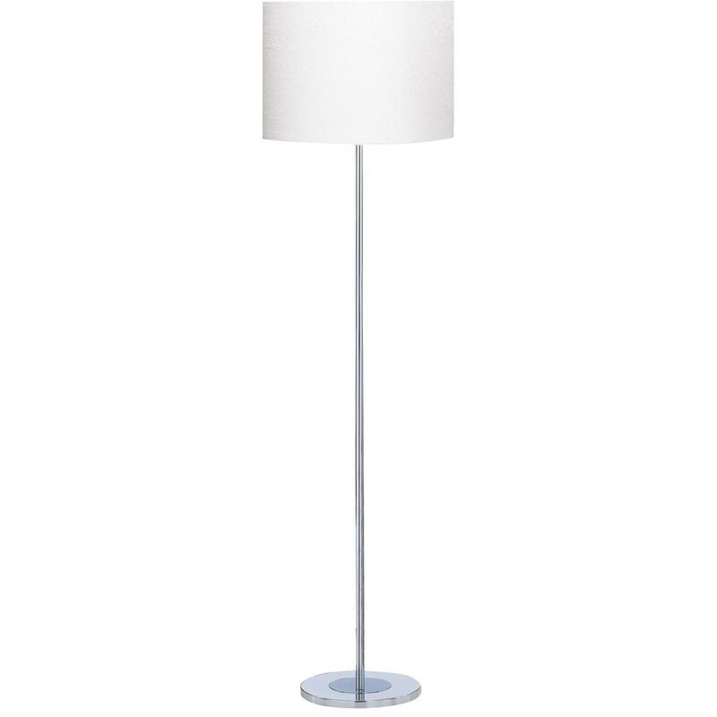 Searchlight Carter - 1 Light Round Floor Lamp Chrome with White Fabric Shade, E27