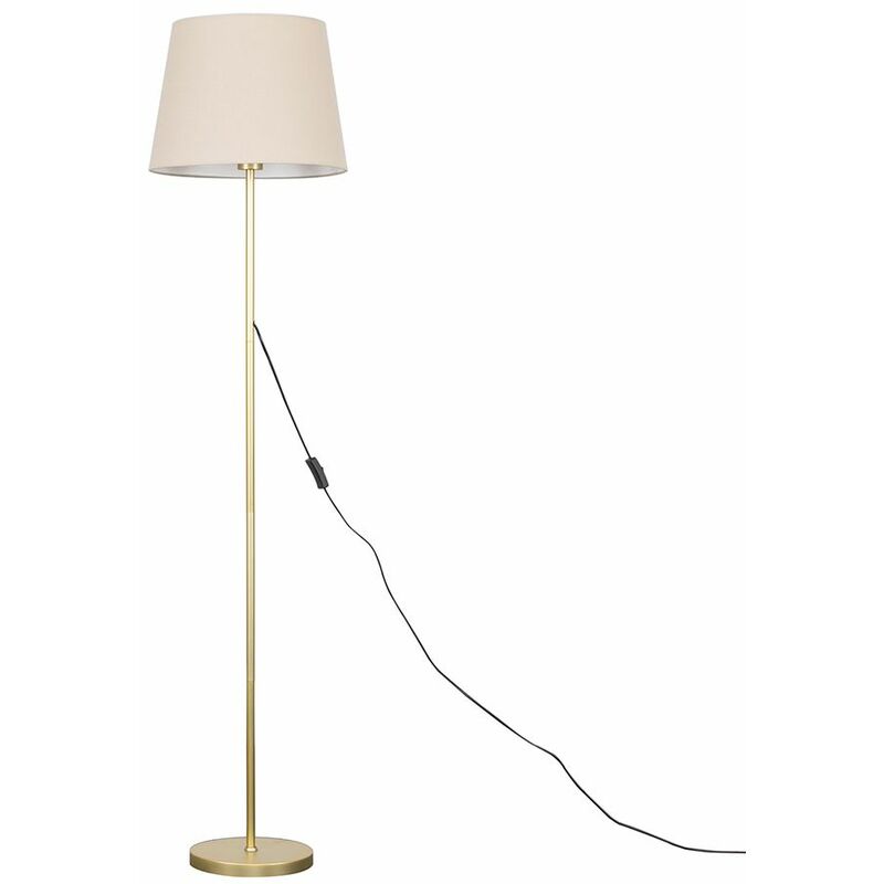 Minisun - Charlie Stem Floor Lamp in Gold with Aspen Shade - Beige - No Bulb