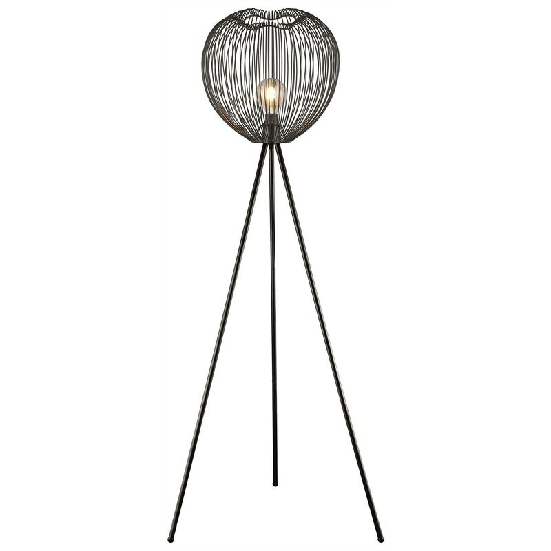 Spring Lighting - 1 Light Floor Lamp Matt Black, E27