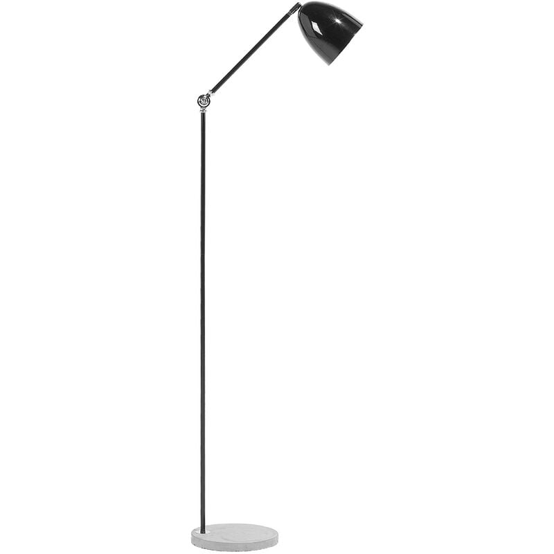 Modern Floor Lamp Swing Adjustable Arm Concrete Base Metal Shade Black Chanza