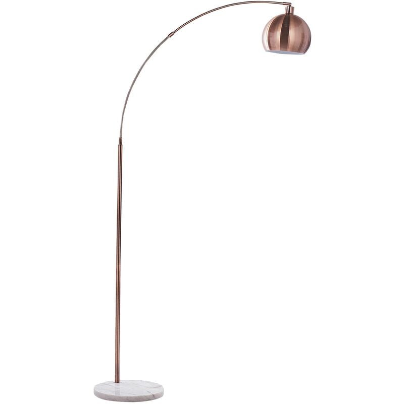 Modern Arched Floor Lamp Copper Metal Round Dome Shade Glossy Paroo - Copper