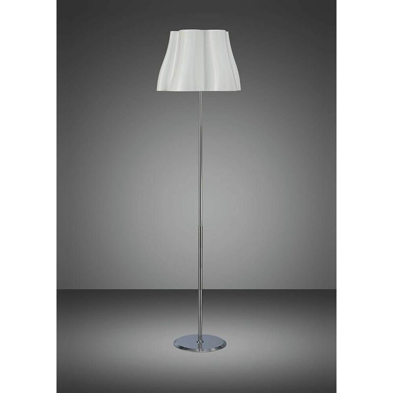09diyas - Floor lamp Miss 3 Bulbs E27, glossy white / polished chrome