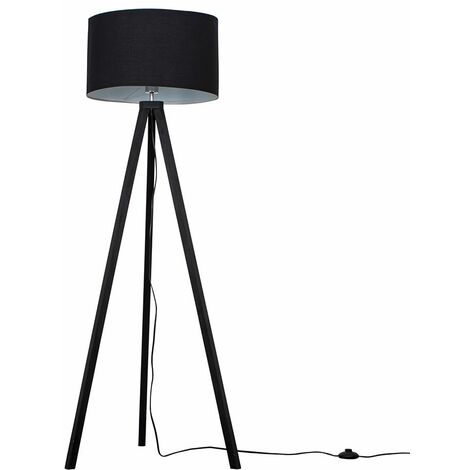 Barbro Black Wood 150cm Tripod Floor Lamp - Mink - Black