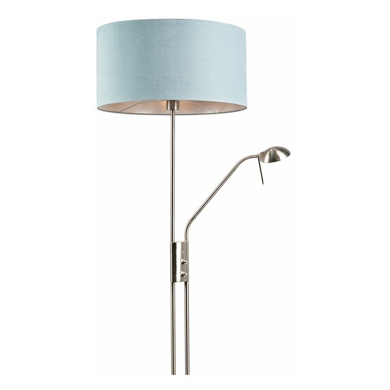 Floor lamp steel and blue with adjustable reading arm - Luxor - Blue