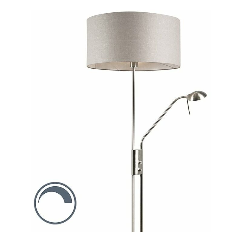Floor lamp steel and gray with adjustable reading arm - Luxor - Grey