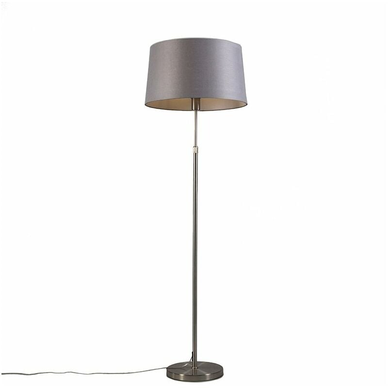 Floor Lamp Steel with 45cm Grey Shade - Parte
