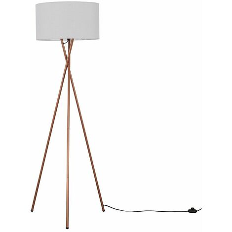 Copper Tripod Floor Lamp - White