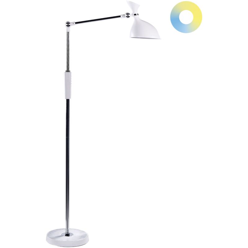 Beliani LED Floor Lamp Andromeda With Dimmer Metal White, White