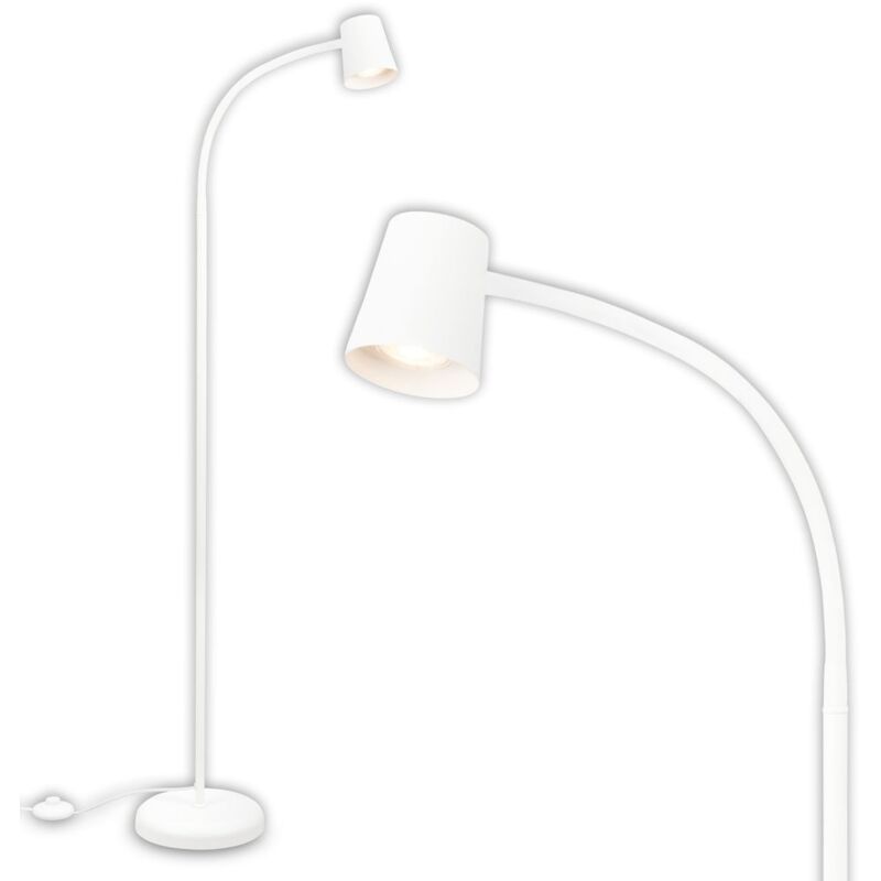 Briloner - Stehleuchte, Mit Fußschalter, Flexibler Lampenkopf, Stehlampe, 127, 5 Cm, 1x Gu10, Max. 9w, Weiß