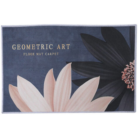 Floor Mat Non Slip Cute Osmosis Prevention Cartoon Ground Mat Crystal Velvet for Bedroom Restroom Geometric Art