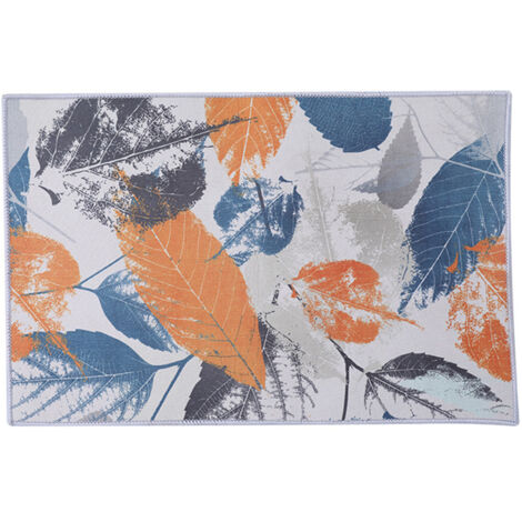 Floor Mat Non Slip Cute Osmosis Prevention Cartoon Ground Mat Crystal Velvet for Bedroom Restroom Leaf