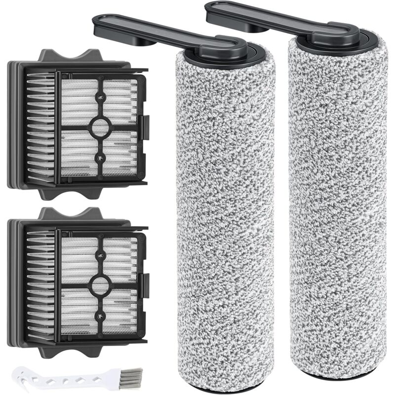 Floor One S5 Combo Rouleau de brosse de rechange et filtre HEPA compatible avec Tineco Floor One S5 Combo Aspirateur (2 x brosse à rouleau + 2 x