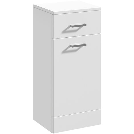 Floor Standing Bathroom Laundry Basket - 350mm - Gloss White