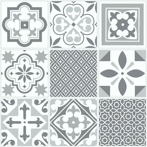 Floor Tiles Self Adhesive Grey Moroccan Vinyl Flooring Kitchen Bathroom 1m²
