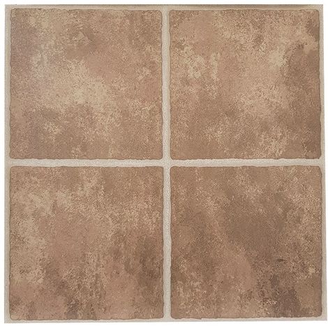 main image of "Floor Tiles Self Adhesive Vinyl Flooring Kitchen Bathroom Brown Stone Effect"