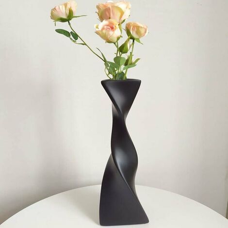 Floor Vase Black Matt Ceramic Vase for Tulip/Pampas Grass, Modern Simple Flower Vase, Vases for Table Decoration/Window Decor,Schwarz Vase