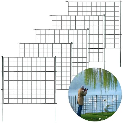 Floordirekt – Clôture en treillis Pablo – Lot de 5 clôtures métalliques extensibles 64 x 77,5 cm – Résistante aux intempéries et antirouille – Montage facile