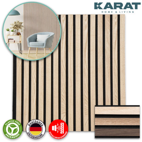 Floordirekt – Panneau acoustique en aspect bois 60 x 60 cm – Feutre, MDF et bois véritable – Absorption optimale du bruit – Installation rapide