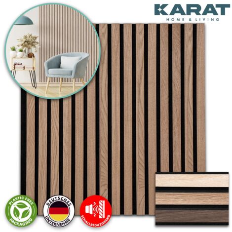 Floordirekt – Panneau acoustique en bois véritable 60 x 60 cm – Épaisseur 2,1 cm – Absorption optimale du bruit – Red Oak
