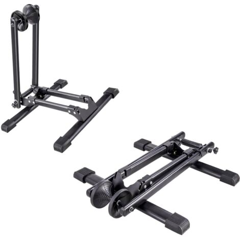Floordirekt – Support vélo au sol pliable en acier noir – Pour vélos de 20' à 29' – Stable et compact – Pieds antidérapants pour sécurité