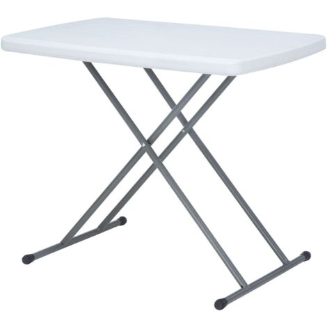 Floordirekt – Table pliante Nara 75,5 x 49 cm – Hauteur réglable 33 à 76 cm – Plastique résistant aux intempéries – Pieds métalliques stables