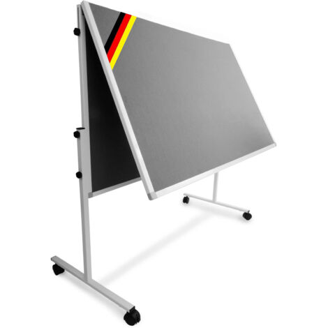 Floordirekt – Tableau de présentation double face pliable 150 x 120 cm – Surface en feutre résistant – Roulettes pour transport facile – Cadre aluminium - GRIS 150 X