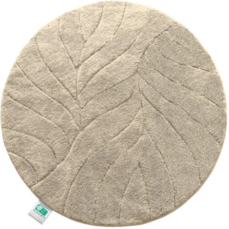 Floordirekt – Tapis de bain rond ivoire 120 cm – Microfibre douce 30 mm – Dos antidérapant TPE – Compatible chauffage au sol