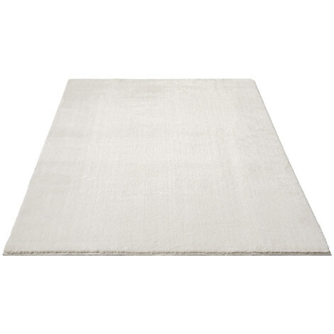 FLOORNOVO Hochflor Teppich Beige einfarbig - 110 x 60 cm - Besonders Weicher Teppich Wohnzimmer & Badezimmerteppich - Pflegeleicht - vielseitig einsetzbar im Innenbereich