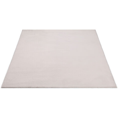 FLOORNOVO Hochflor Teppich Beige einfarbig - 160 x 117 cm - Besonders Weicher Teppich Wohnzimmer & Badezimmerteppich - Pflegeleicht - vielseitig einsetzbar im Innenbereich