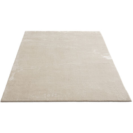 FLOORNOVO Hochflor Teppich Beige einfarbig - 200 x 140 cm - Besonders Weicher Teppich Wohnzimmer & Badezimmerteppich - Pflegeleicht - vielseitig einsetzbar im Innenbereich