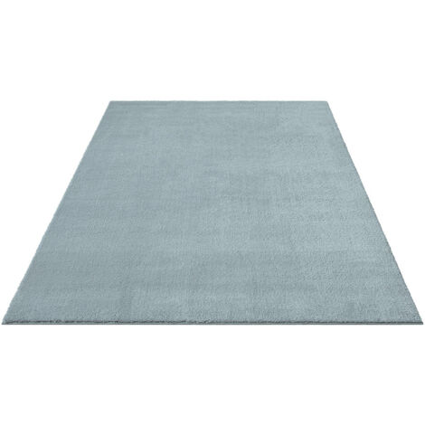 FLOORNOVO Hochflor Teppich Blau einfarbig - 150 x 80 cm - Besonders Weicher Teppich Wohnzimmer & Badezimmerteppich - Pflegeleicht - vielseitig einsetzbar im Innenbereich