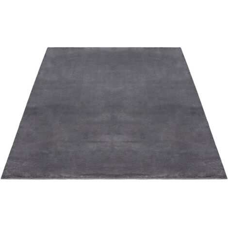 FLOORNOVO Hochflor Teppich Grau einfarbig - 110 x 60 cm - Besonders Weicher Teppich Wohnzimmer & Badezimmerteppich - Pflegeleicht - vielseitig einsetzbar im Innenbereich