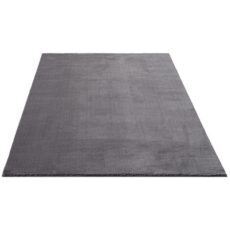 FLOORNOVO Hochflor Teppich Grau einfarbig - 110 x 60 cm - Besonders Weicher Teppich Wohnzimmer & Badezimmerteppich - Pflegeleicht - vielseitig einsetzbar im Innenbereich