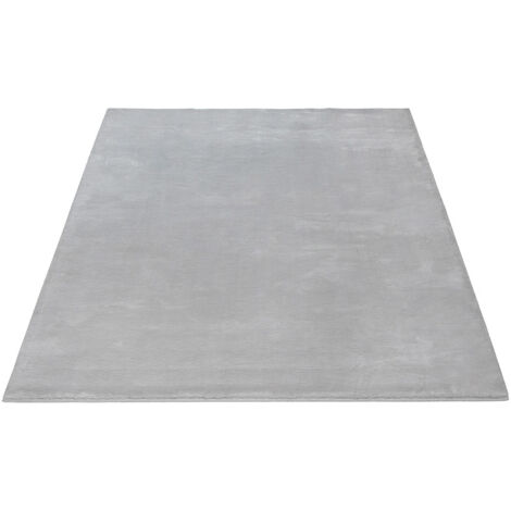 FLOORNOVO Hochflor Teppich Grau einfarbig - 110 x 60 cm - Besonders Weicher Teppich Wohnzimmer & Badezimmerteppich - Pflegeleicht - vielseitig einsetzbar im Innenbereich