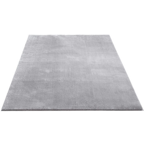 FLOORNOVO Hochflor Teppich Grau einfarbig - 110 x 60 cm - Besonders Weicher Teppich Wohnzimmer & Badezimmerteppich - Pflegeleicht - vielseitig einsetzbar im Innenbereich