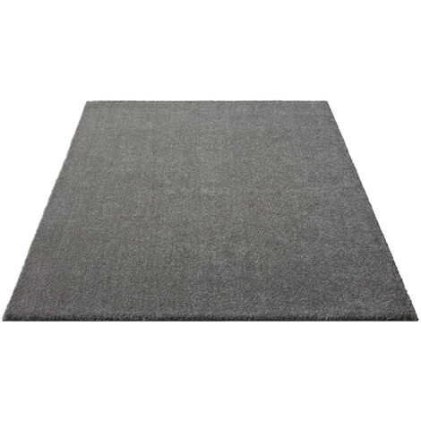 FLOORNOVO Hochflor Teppich Grau einfarbig - 150 x 80 cm - Besonders Weicher Teppich Wohnzimmer & Badezimmerteppich - Pflegeleicht - vielseitig einsetzbar im Innenbereich