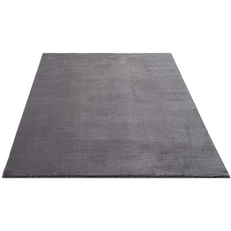 FLOORNOVO Hochflor Teppich Grau einfarbig - 150 x 80 cm - Besonders Weicher Teppich Wohnzimmer & Badezimmerteppich - Pflegeleicht - vielseitig einsetzbar im Innenbereich