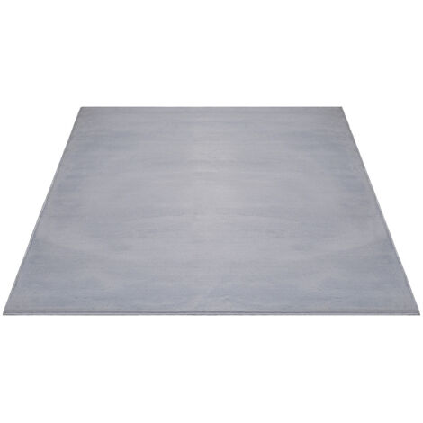 FLOORNOVO Hochflor Teppich Grau einfarbig - 160 x 117 cm - Besonders Weicher Teppich Wohnzimmer & Badezimmerteppich - Pflegeleicht - vielseitig einsetzbar im Innenbereich