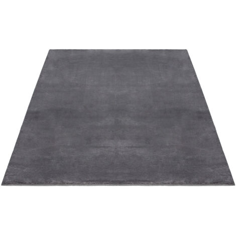 FLOORNOVO Hochflor Teppich Grau einfarbig - 200 x 140 cm - Besonders Weicher Teppich Wohnzimmer & Badezimmerteppich - Pflegeleicht - vielseitig einsetzbar im Innenbereich