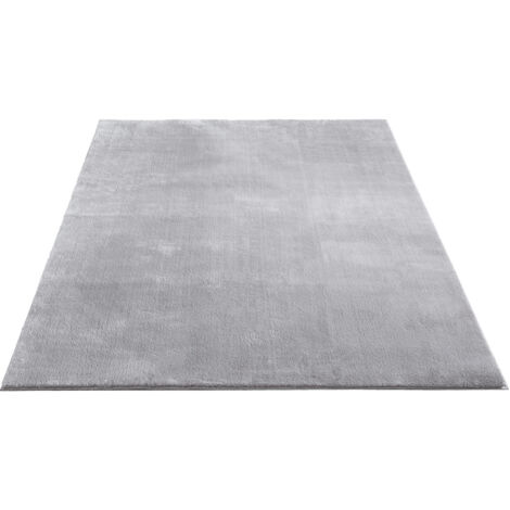 FLOORNOVO Hochflor Teppich Grau einfarbig - 200 x 140 cm - Besonders Weicher Teppich Wohnzimmer & Badezimmerteppich - Pflegeleicht - vielseitig einsetzbar im Innenbereich